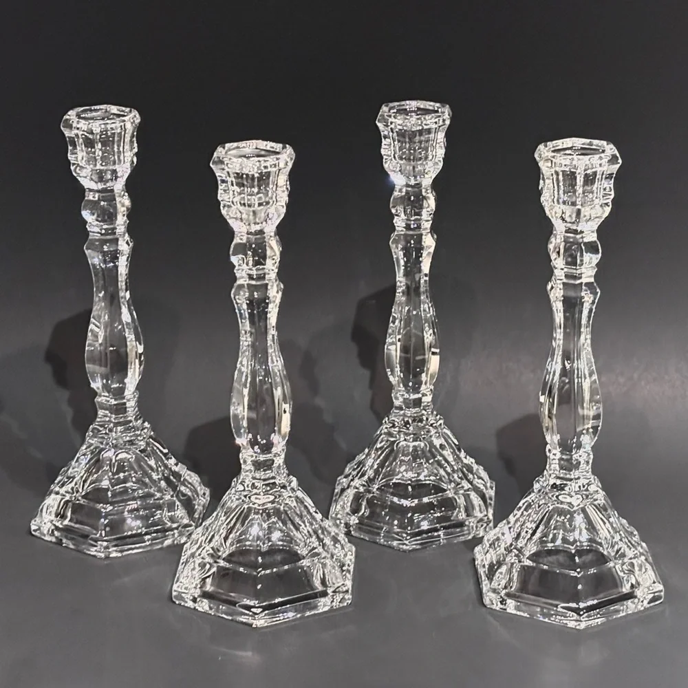 Set of 4 Tiffany & Co. Crystal Hampton Single Light Candlestick Holders 9" - Picture 3 of 12
